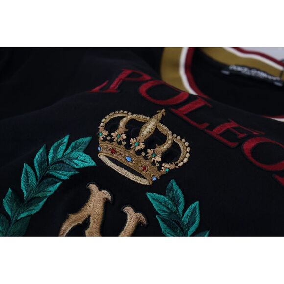 Dolce & Gabbana Black Cotton Embroidered Crewneck Men's T-shirt - Picture 6 of 6